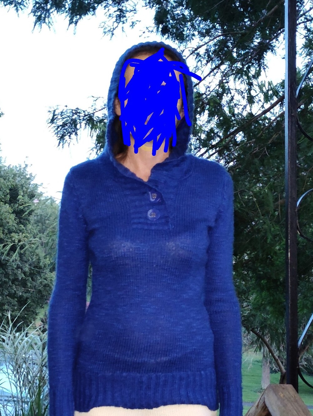 Rue21 Royal Blue Button Sweater With Hood